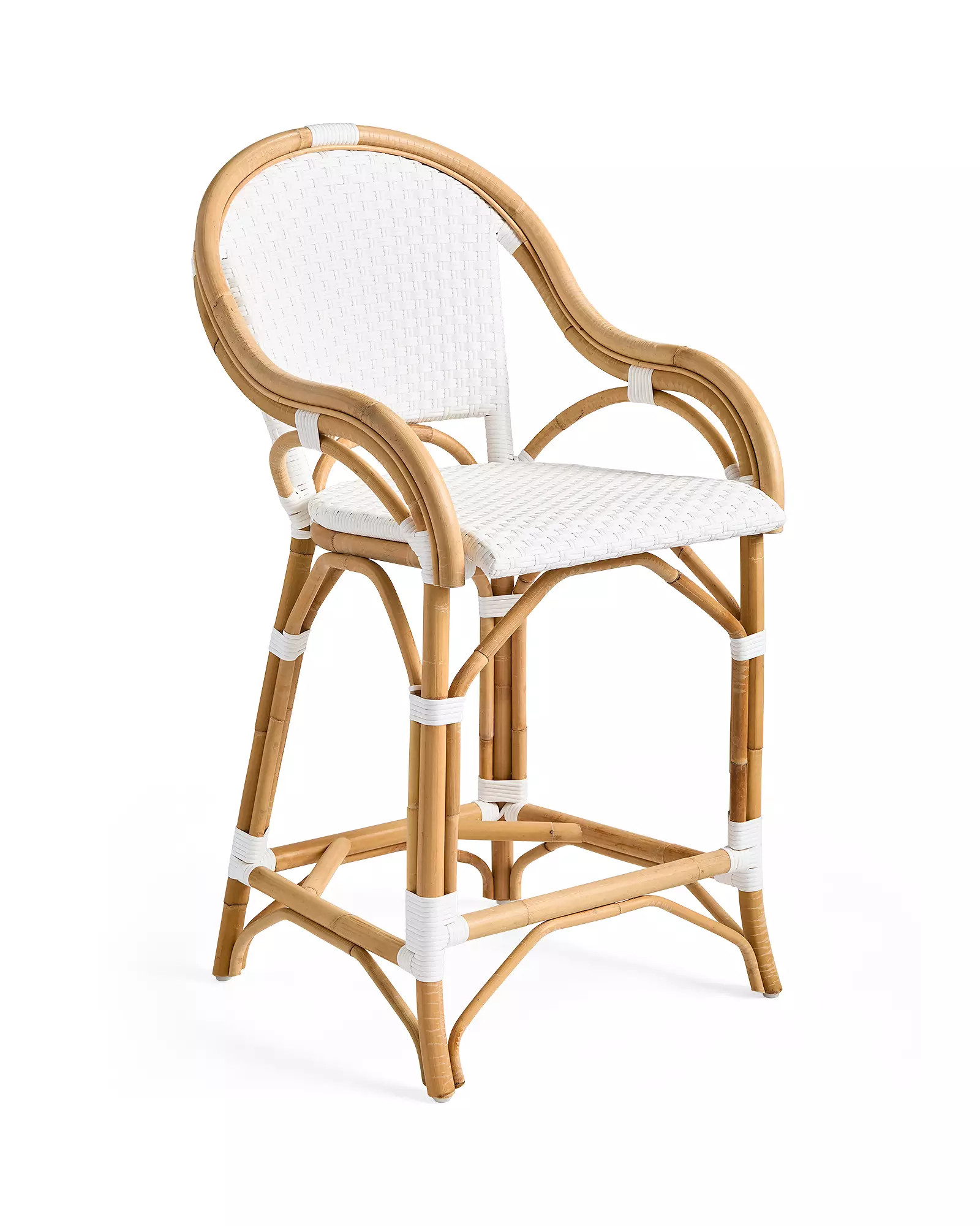 Riviera Rattan Armed Counter Stool | Serena and Lily