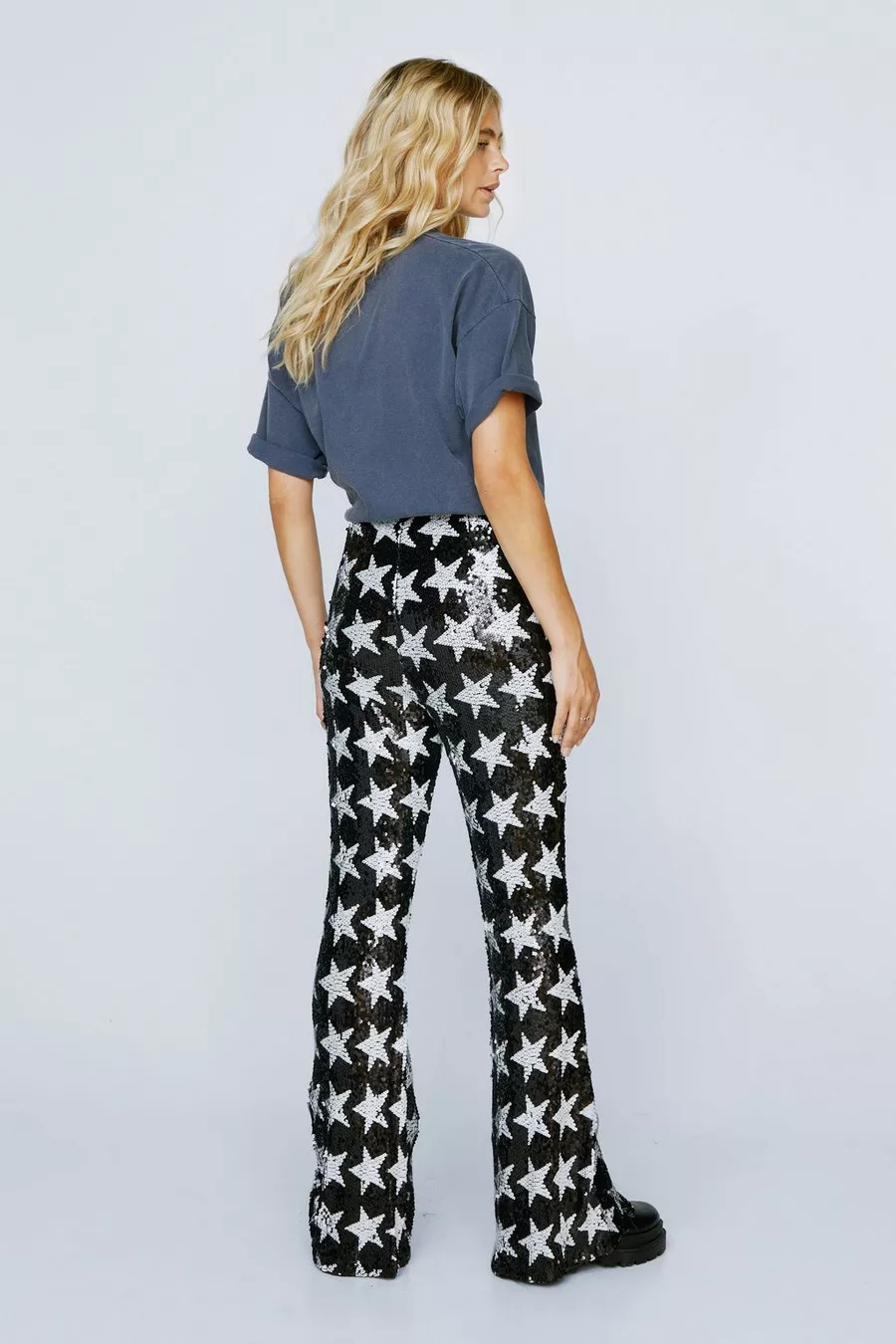 Star Sequin Wide Leg Pants | Nasty Gal (US)