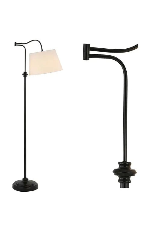 JONATHAN Y Jason 68.5"" Metal Traditional Swing Arm LED Floor Lamp, Oil Rubbed Bronze at Nordstrom | Nordstrom