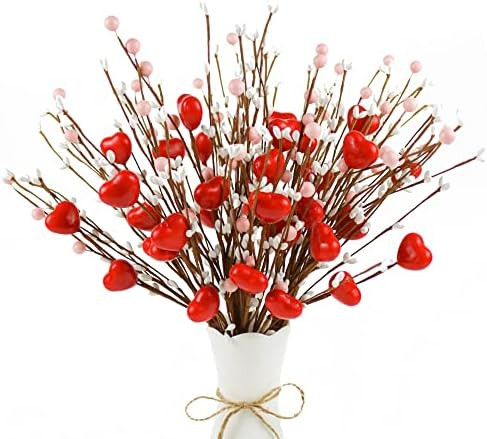 Lotus Hills Valentine’s Day Décor, 6 Pack Red Heart Shaped Picks for Valentines Day Decoration... | Amazon (US)