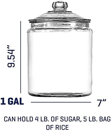 Anchor Hocking 1 Gallon Heritage Hill Glass Jar with Lid (4 piece, all glass, dishwasher safe) | Amazon (US)