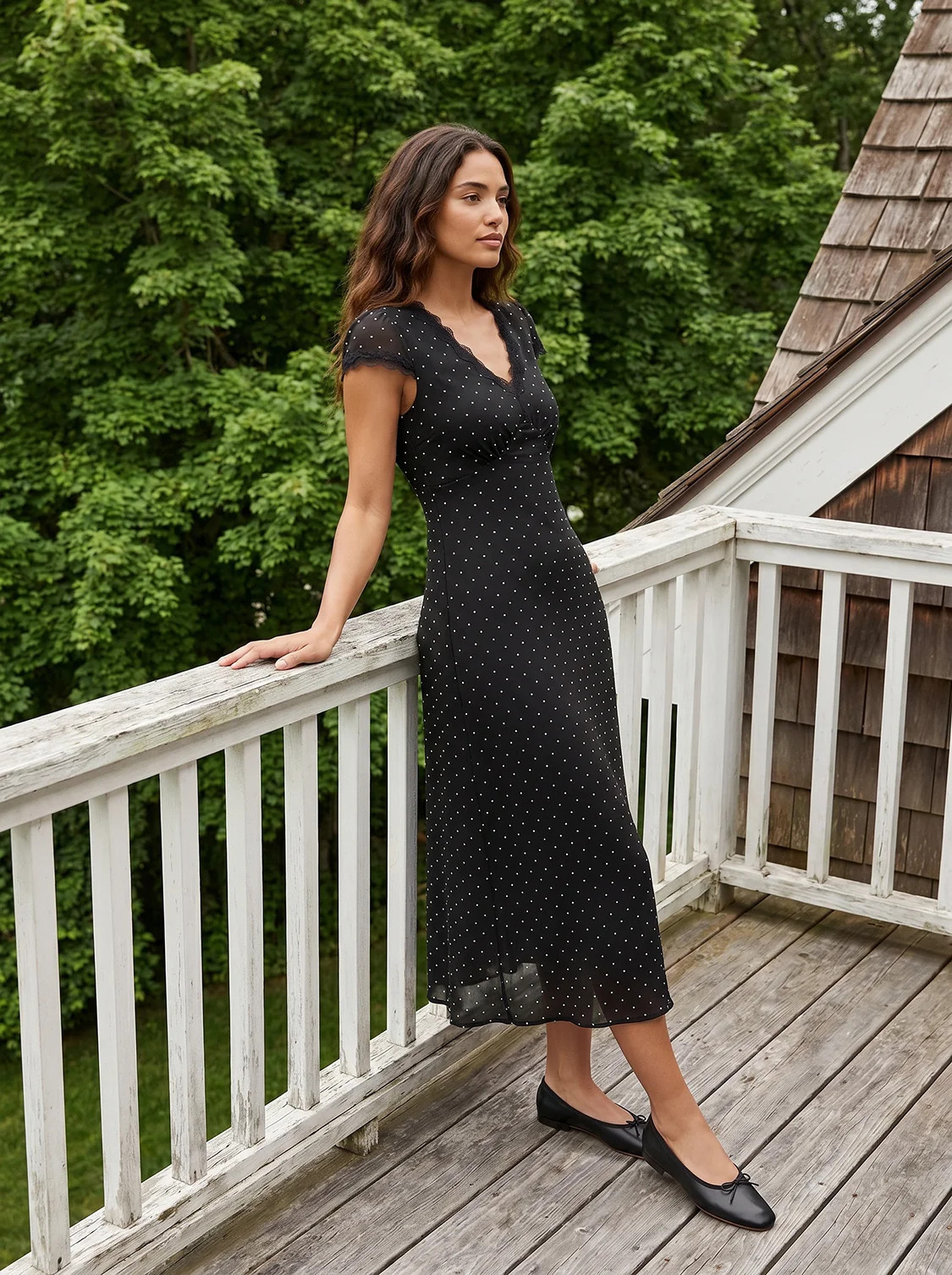 Polka Dot Satin-Like Midi Dress | Suzy Shier | Suzy Shier