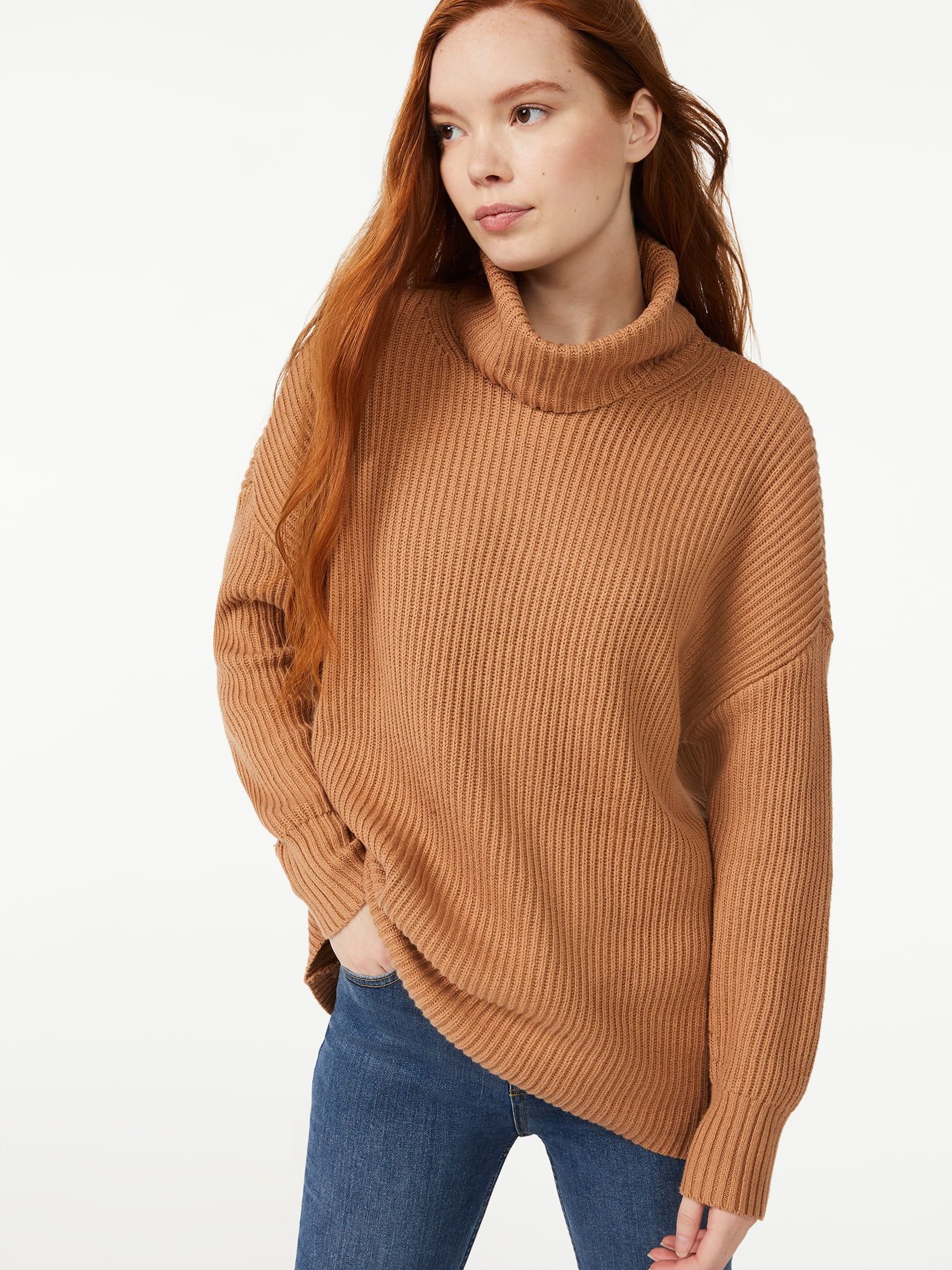 Free Assembly Women's Turtleneck Tunic Sweater | Walmart (US)