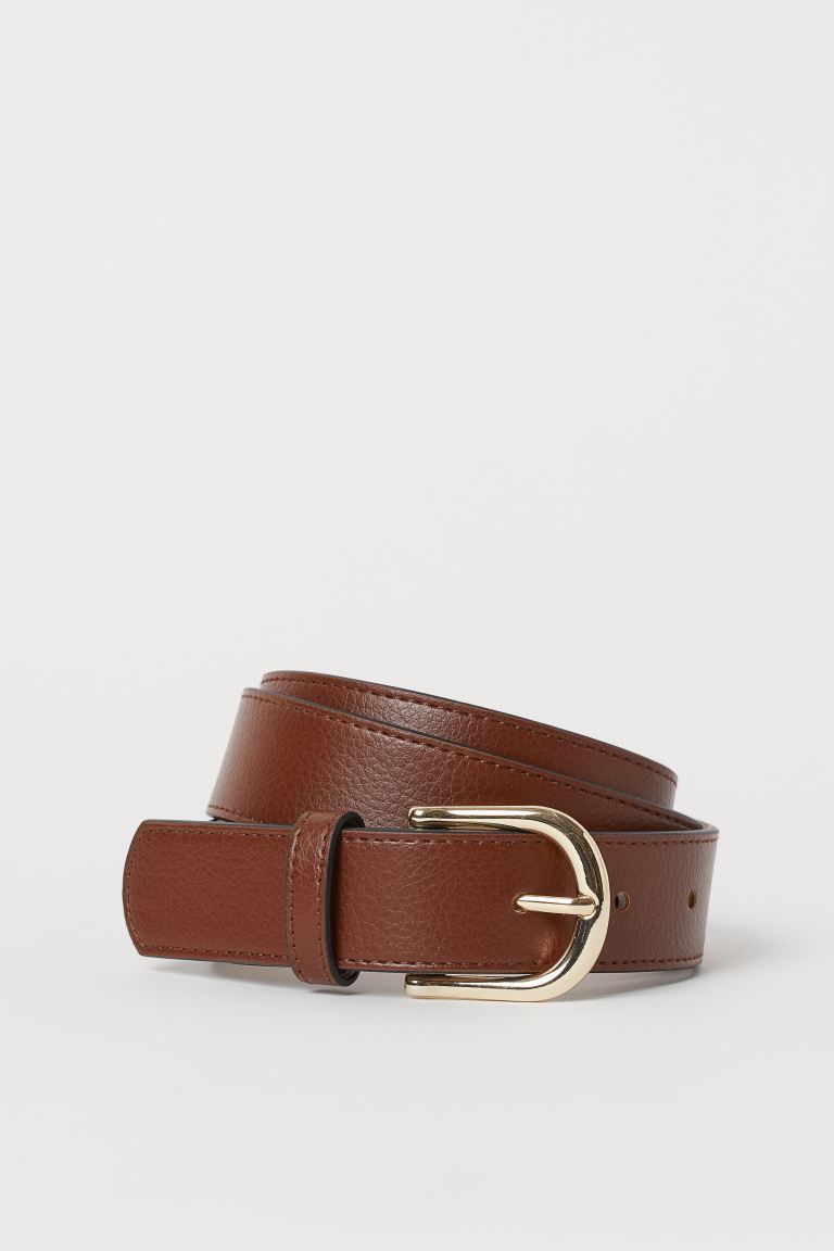 Belt in grained faux leather with a metal buckle. Width 1 1/4 in. | H&M (US + CA)