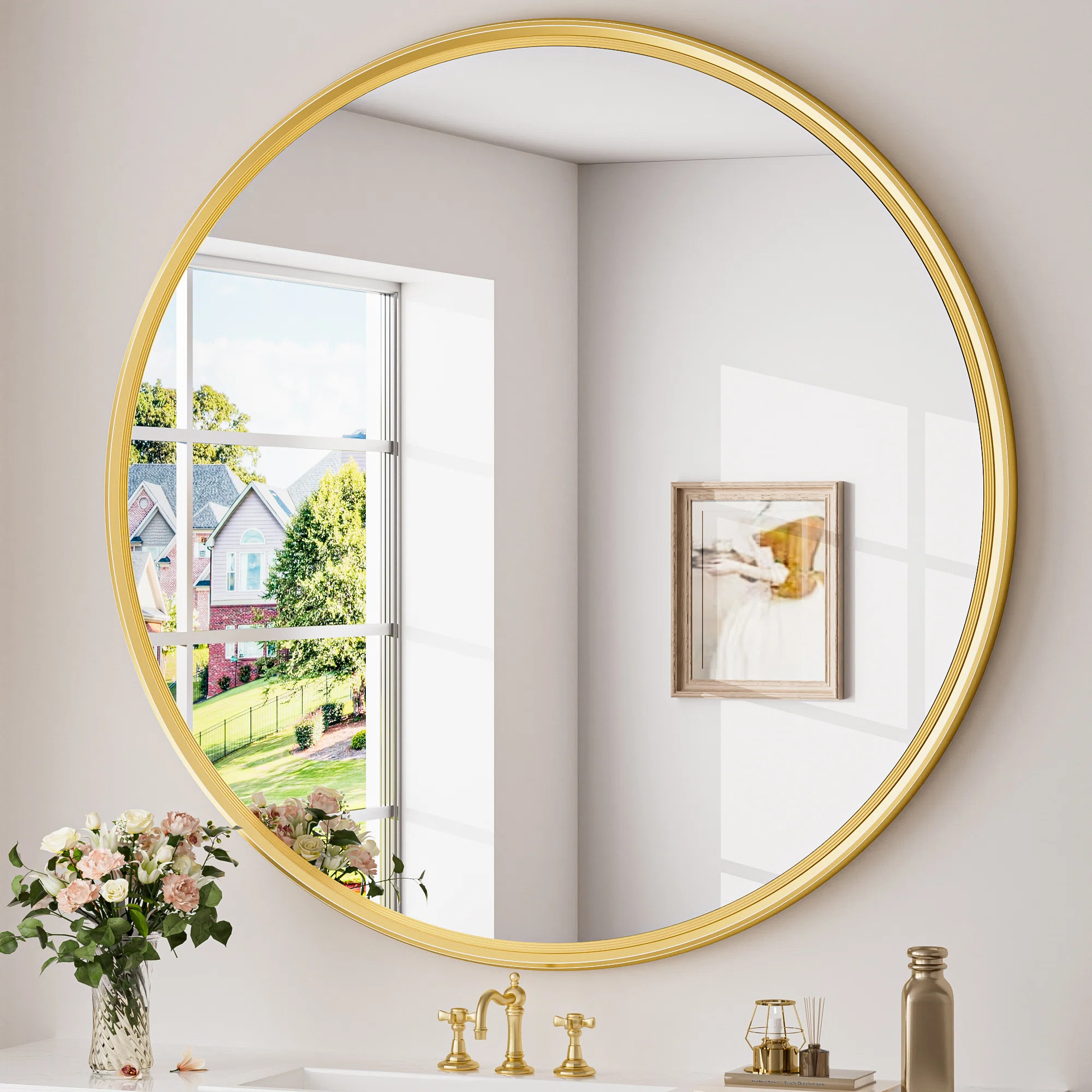 Evangelista Aluminum Alloy Framed Mirror, Round Wall Mounted Mirror, Decorative Mirror for Entryw... | Wayfair North America