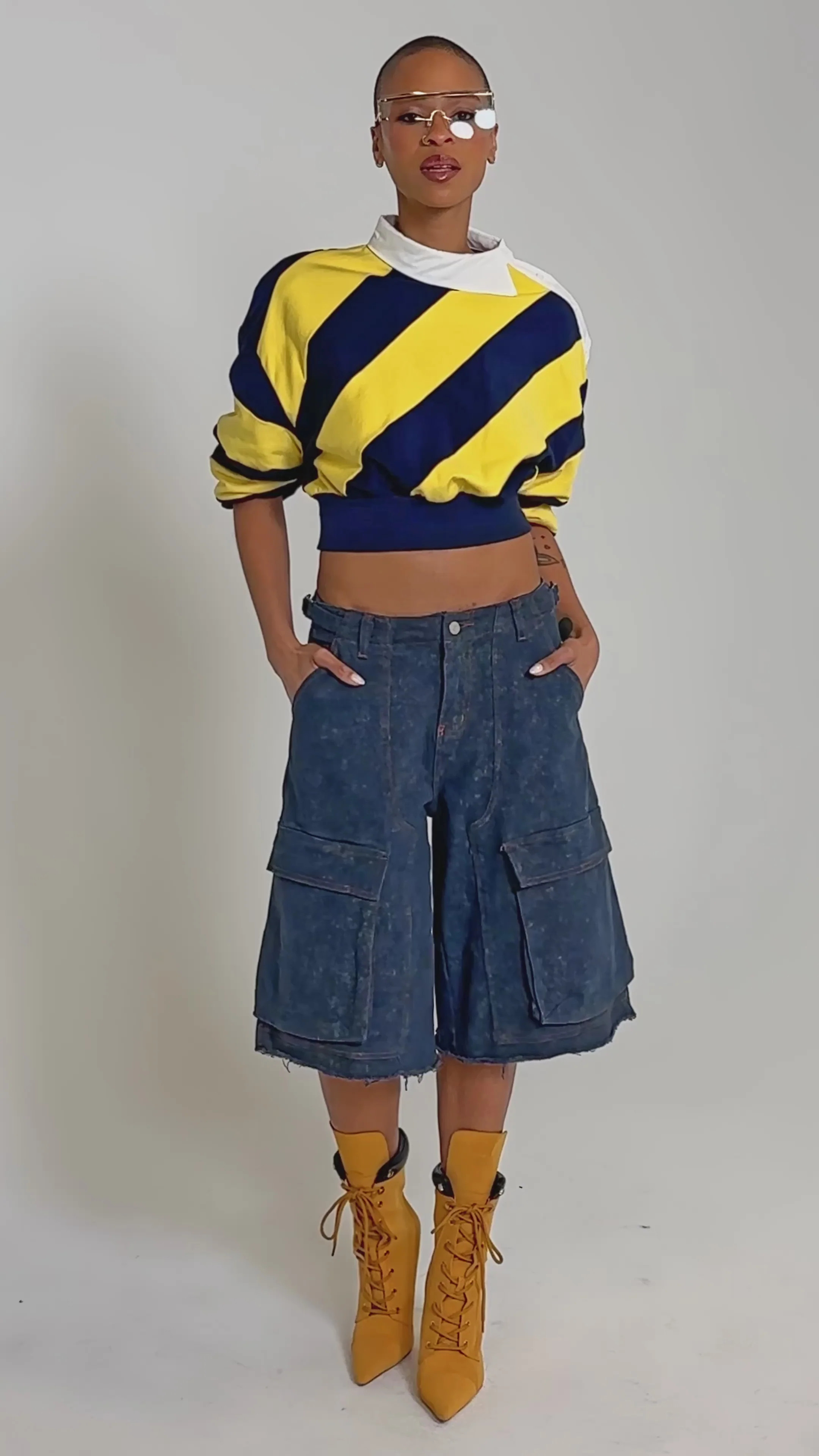 JULIANA STRIPE SWEATSHIRT IN YELLOW | AKIRA