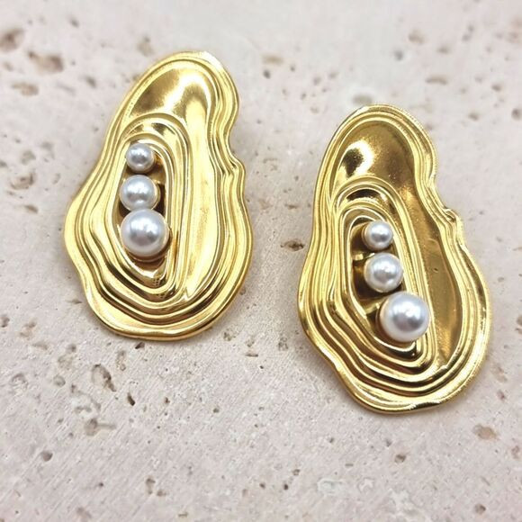 New ANTHRO 18k Gold Ss Oyster Pearl Stud Earrings | Poshmark