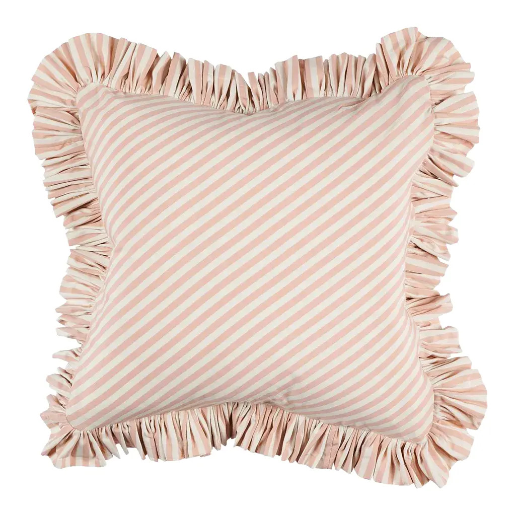 Schumacher Brigitte Stripe 16" Pillow in Blush | Chairish