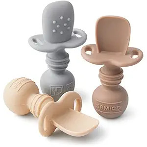 SAMiGO Silicone Baby Spoons Self Feeding 6+ Months - Infant Toddler Utensils - First Stage Baby L... | Amazon (US)