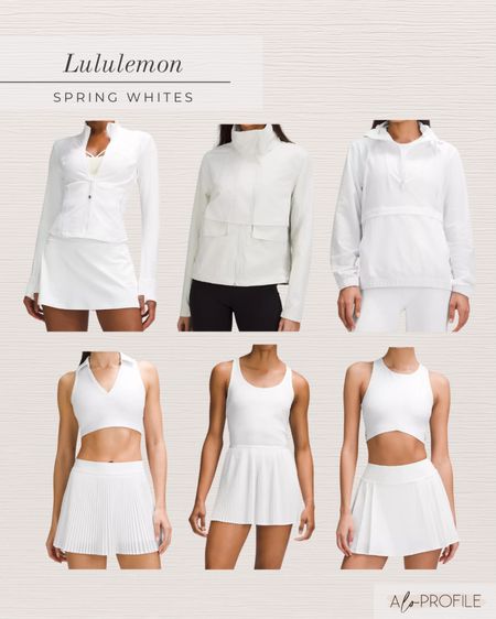 Lululemon new arrivals// spring white outer wear and tennis separates. I love the skirt trend. It's great for walks and so many activities in the spring and summer!

#LTKActive #LTKfitness