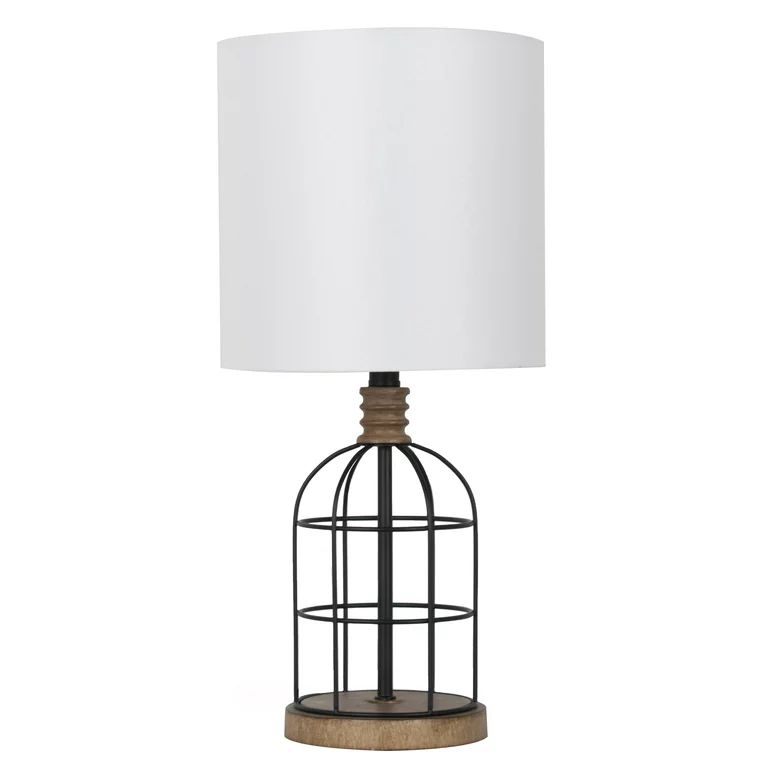 Mainstays Cage Metal and Wood Table Lamp, Black | Walmart (US)