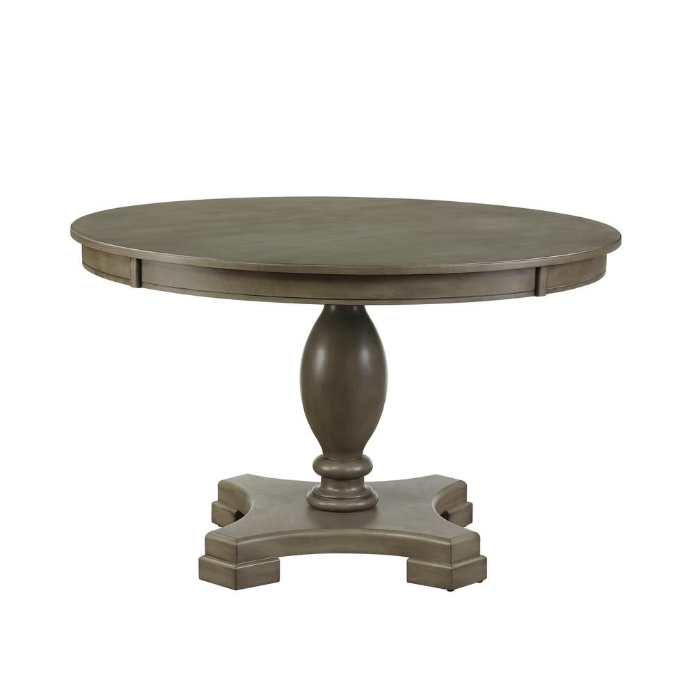 Acme Furniture Gray Oak Waylon Dining Table with Single Pedestal | The Home Depot