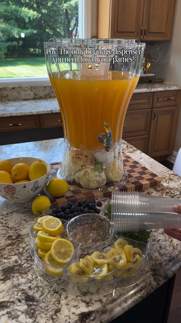 The beverage dispenser that we use on repeat for all the parties!🍹it's back in stock and on sale!✨

It not just a regular beverage dispenser; it comes with removable Ice holder and top Lid that holds cups & Garnishes.
And also you can make it more chic with adding flowers or decor at the bottom!💐
@Wayfair 