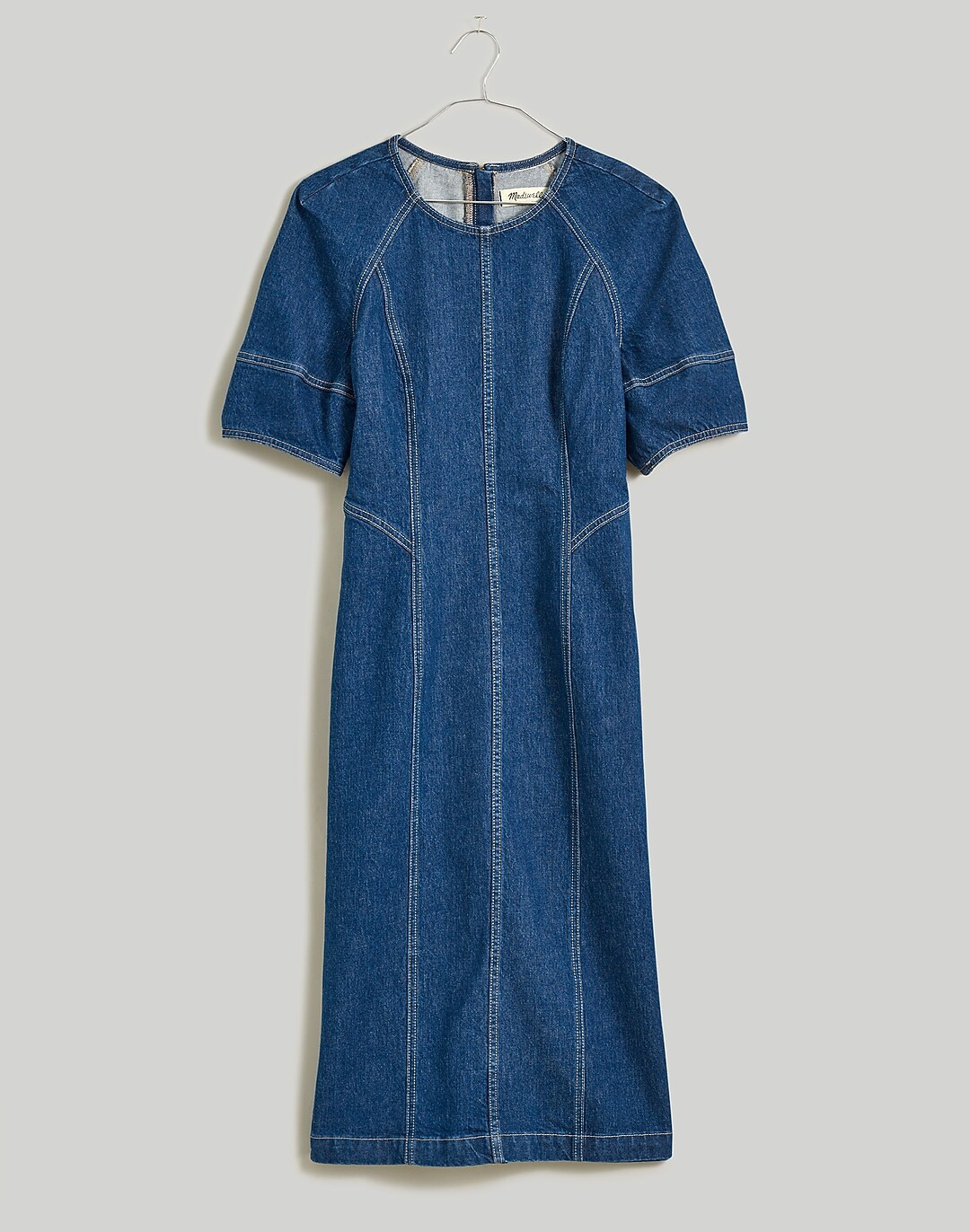 Denim Puff-Sleeve Midi Dress in Allister Wash | Madewell