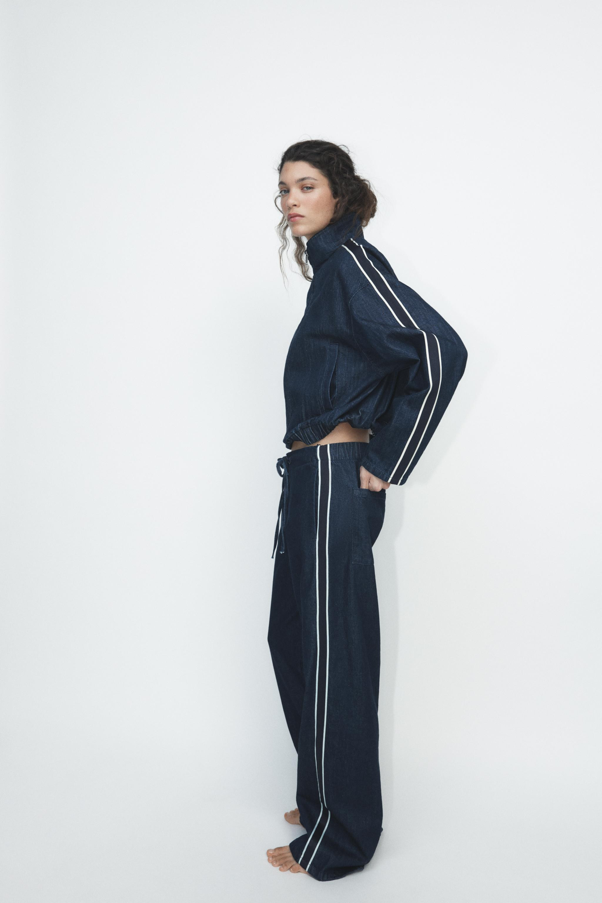 DENIM PANTS WITH SIDE BANDS | Zara US