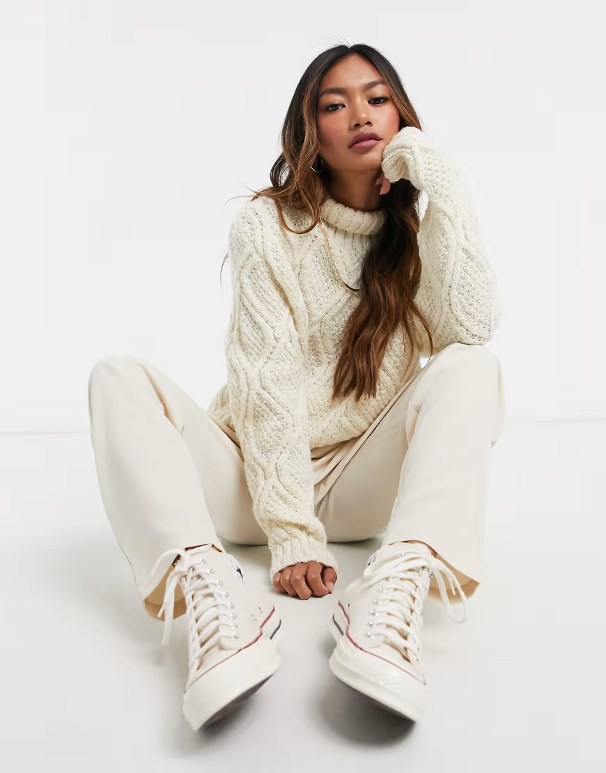People Tree hand knitted wool fishermans jumper-Cream | ASOS (Global)