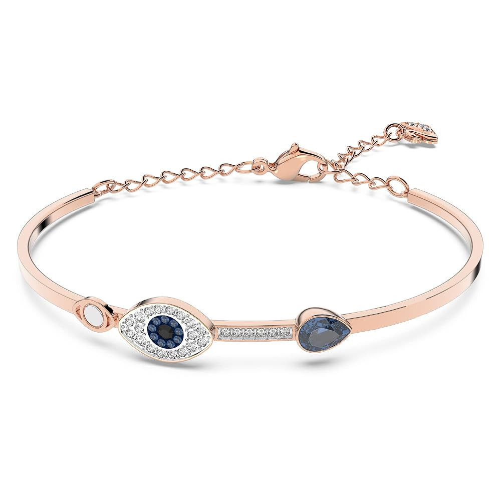 Swarovski Women's Symbolica Evil Eye Bangle Bracelet, Blue Crystal, Mixed Metal Finish, Medium | Amazon (US)