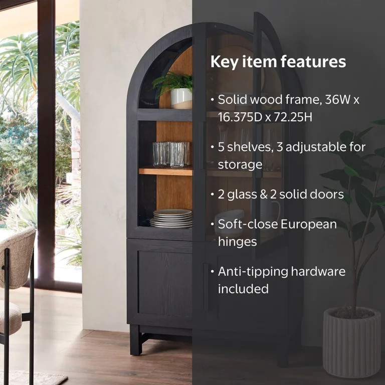 Better Homes & Gardens Juliet Kitchen Rounded Arch Cabinet, Rich Black | Walmart (US)