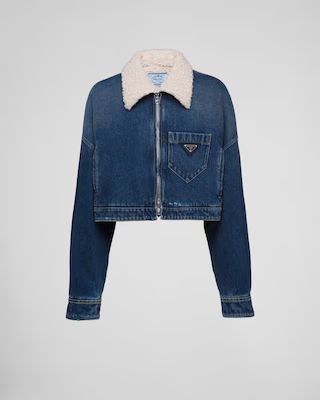 Cropped padded denim jacket | Prada Spa UK