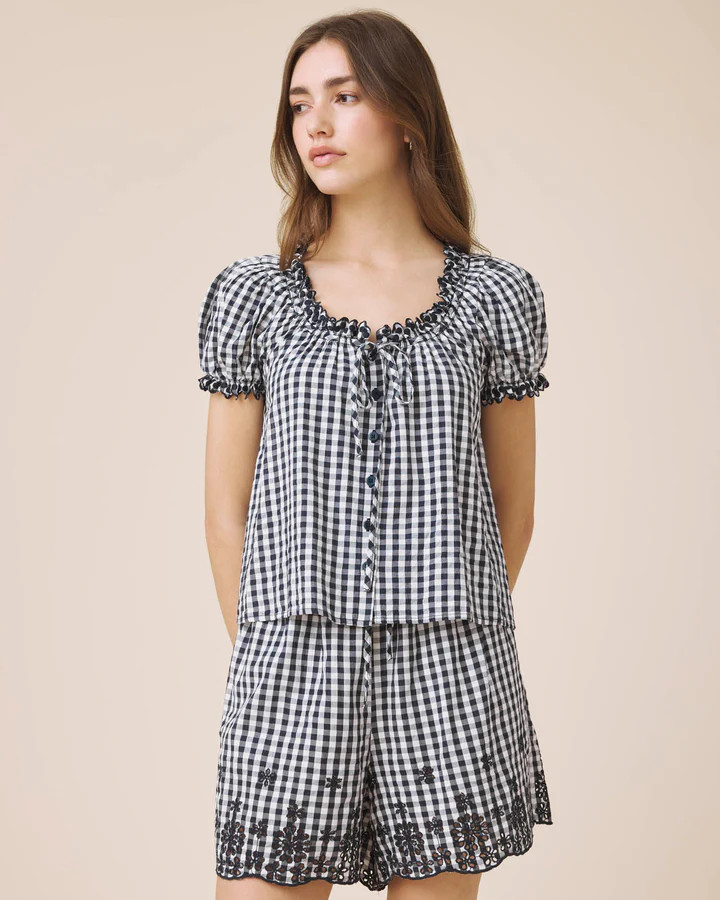 Gigi Gingham Puff Sleeve Top | Splendid