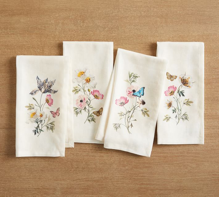 Monique Lhuillier Tuileries Linen/Cotton Napkins - Set of 4 | Pottery Barn (US)