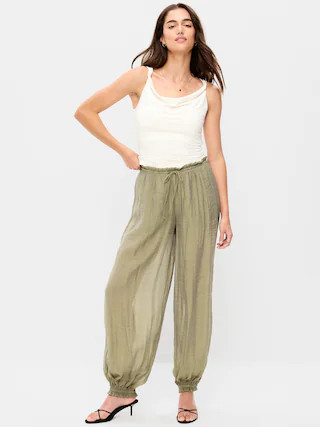High-Waisted Chiffon Harem Pants | Old Navy (US)