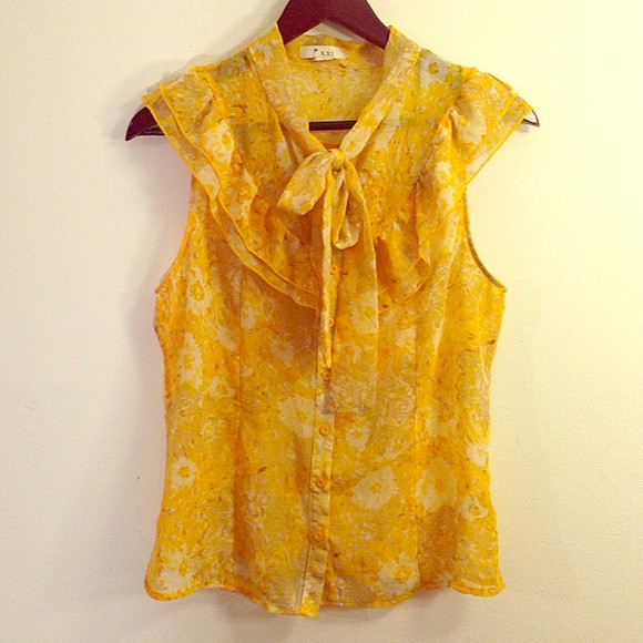 Forever 21 Yellow Floral Bow Blouse | Poshmark