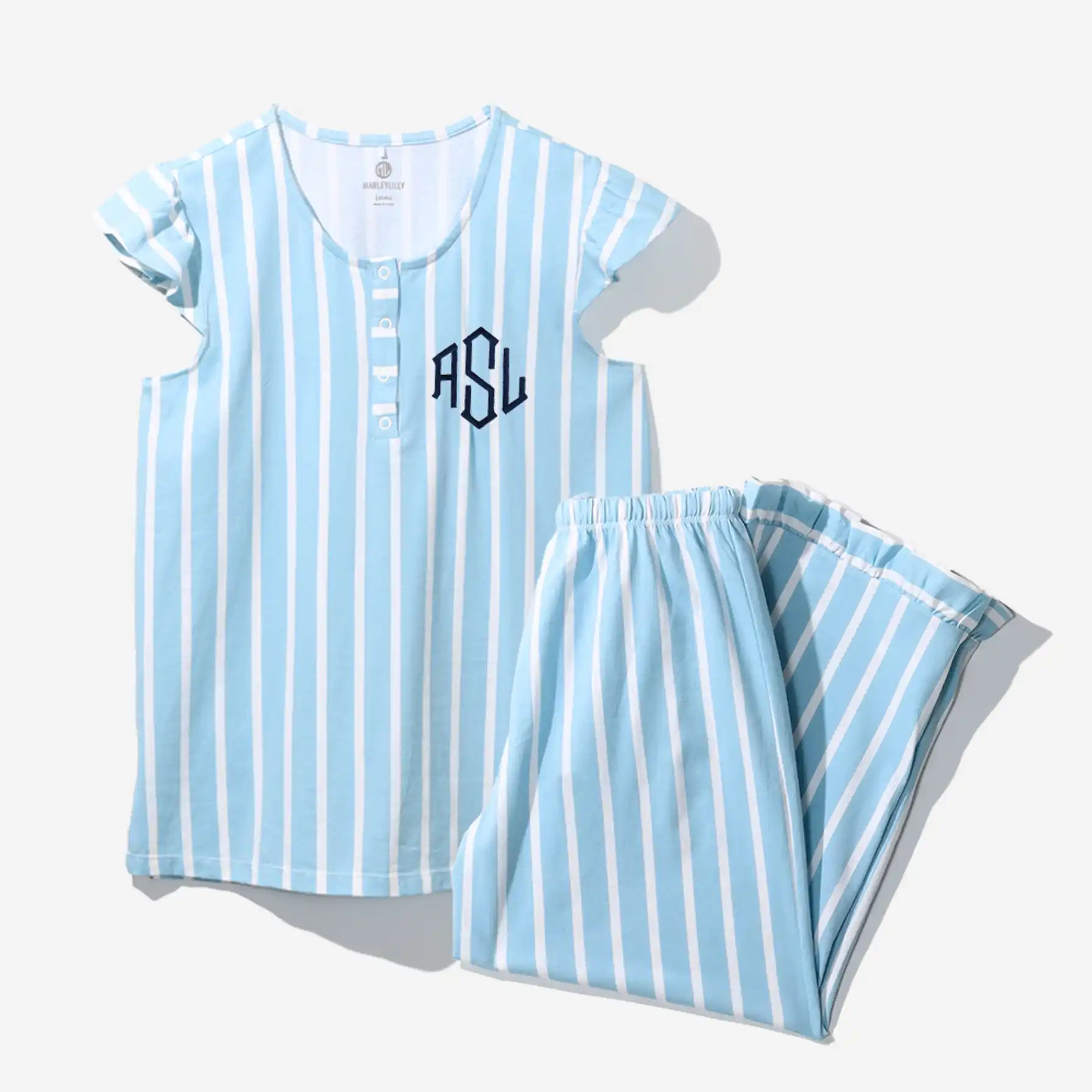 Monogrammed Ruffle Pajamas | Marleylilly