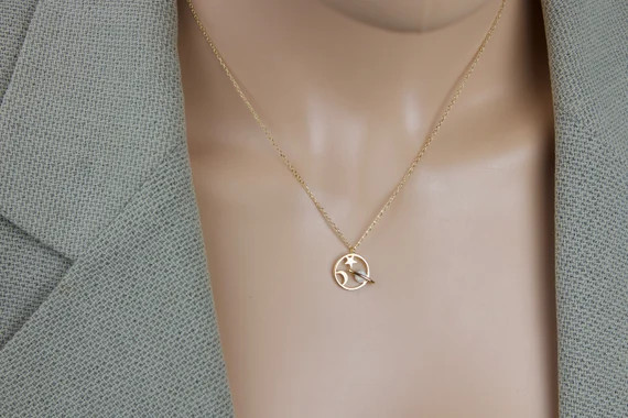 Saturn Star Crescent Moon Necklacetiny Opal Saturn Pendent - Etsy | Etsy (US)