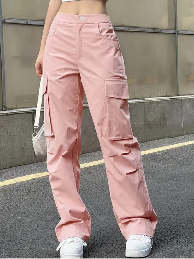 Flap Pockets Cargo Pants, Y2K Pants For Spring & Summer, Women's Clothing | Temu Affiliate Program