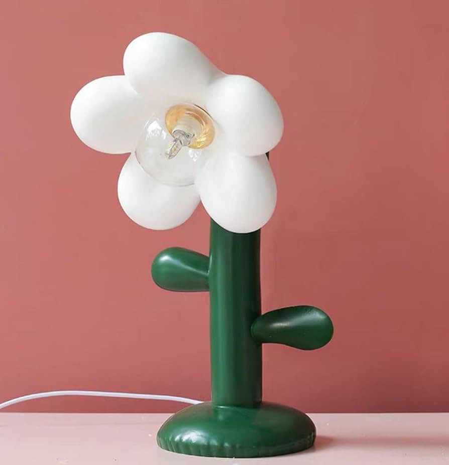 3W Creative Flower Shape Table Lamp Girls' Bedroom Desk Lamp Modern Decorative Living Room Table Lamp Girl's Room Lamp Nightstand Bedside Table Lamp (White 2,Warm Light) | Amazon (US)