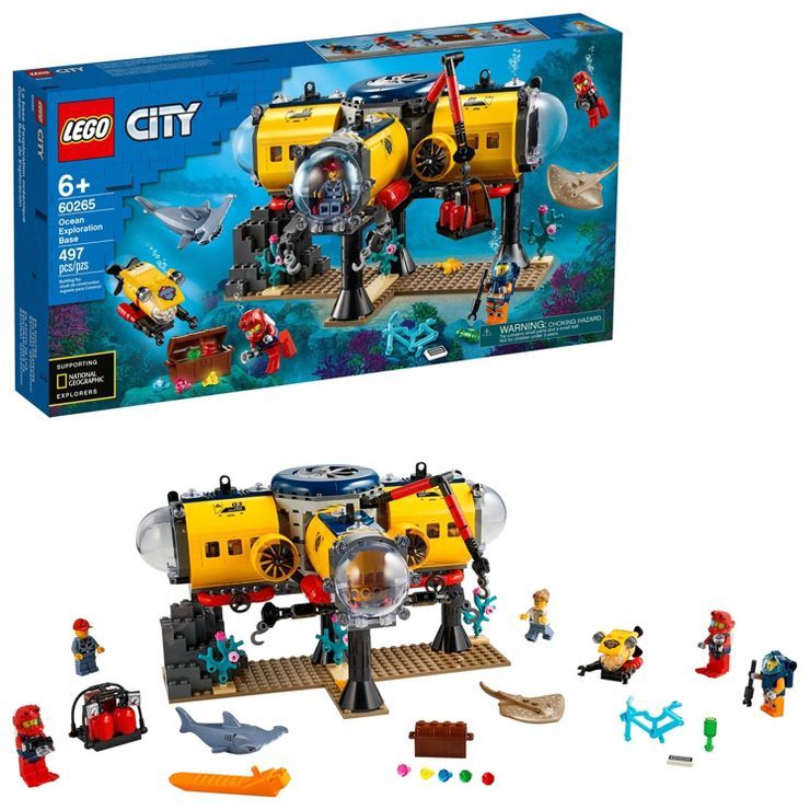LEGO City Ocean Exploration Base Marine Toy with Underwater Base and Submarine 60265 | Target