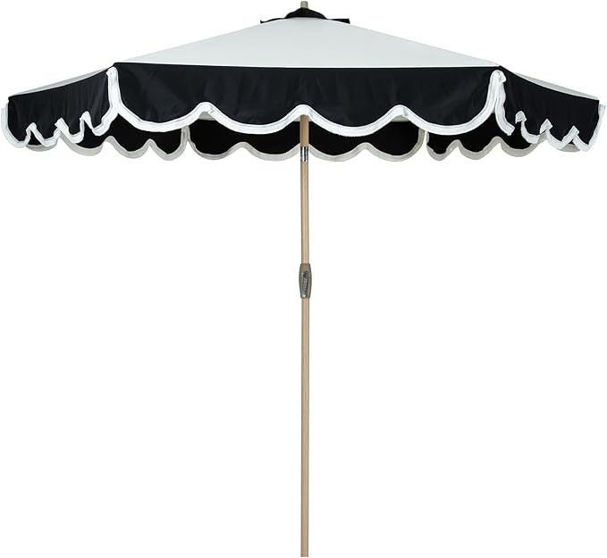 Tempera 9ft Scalloped Patio Umbrellas with Fringe, Market Umbrellas with Water-Resistant and Fade... | Amazon (US)