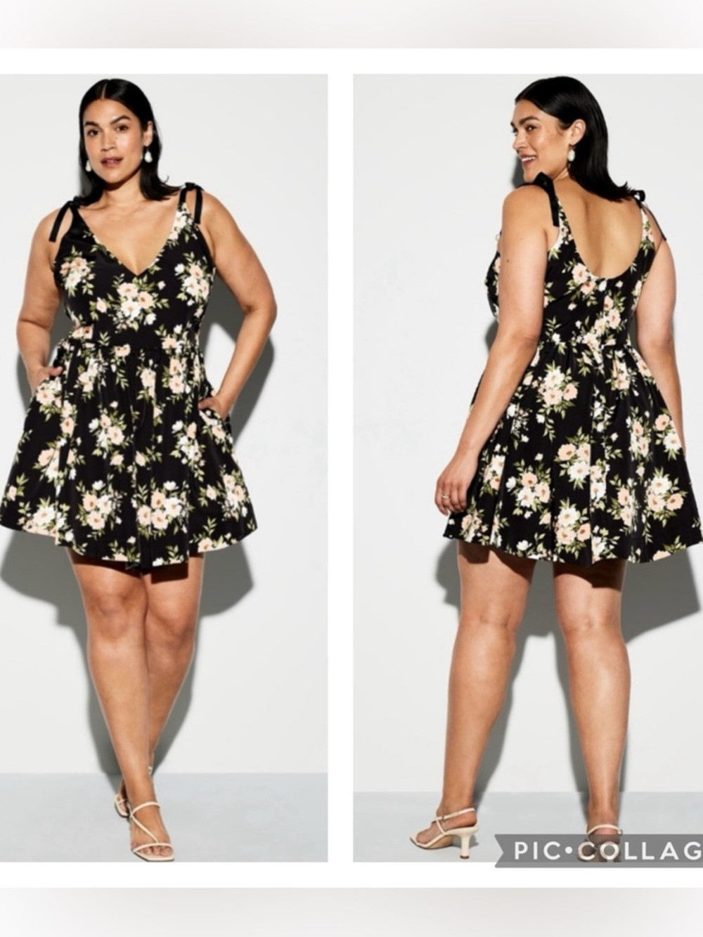NWT The Occasion by Old Navy Fit & Flare Taffeta Black Floral Mini Dress | Poshmark