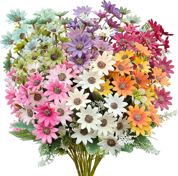6Pcs Artificial Daisy Silk Flower Outdoor UV Resistant Fake Wildflowers Faux Greenery Shrubs Plas... | Amazon (US)