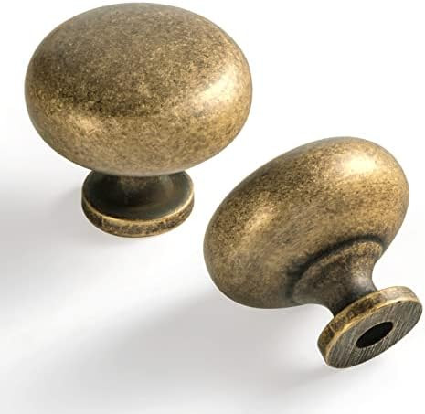 Zhixuan Antique Brass Cabinet Knobs Retro Hardware 1.1-Inch Diameter | Amazon (US)