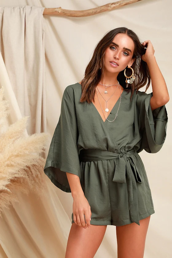Ain't It Grand Olive Green Romper | Lulus (US)