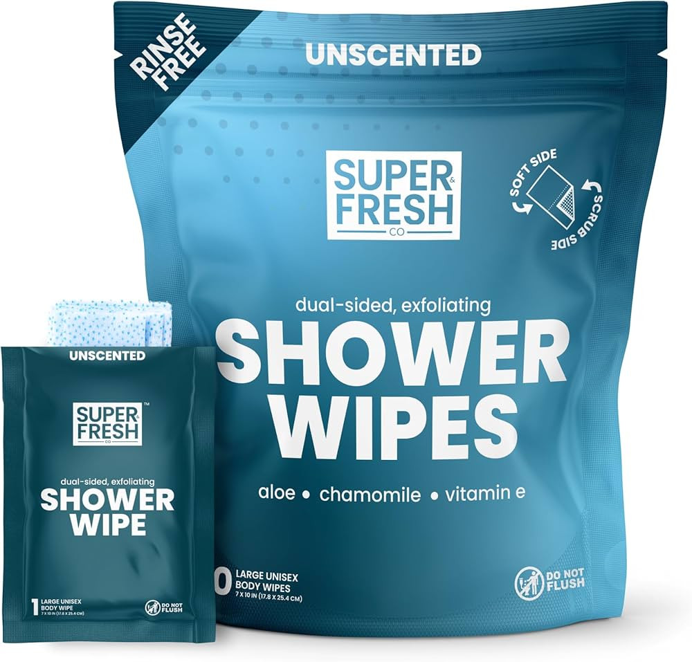 Super Fresh Body Wipes, Large Unscented Shower Wipe for Adults Men Women Kids, Personal Hygiene C... | Amazon (US)
