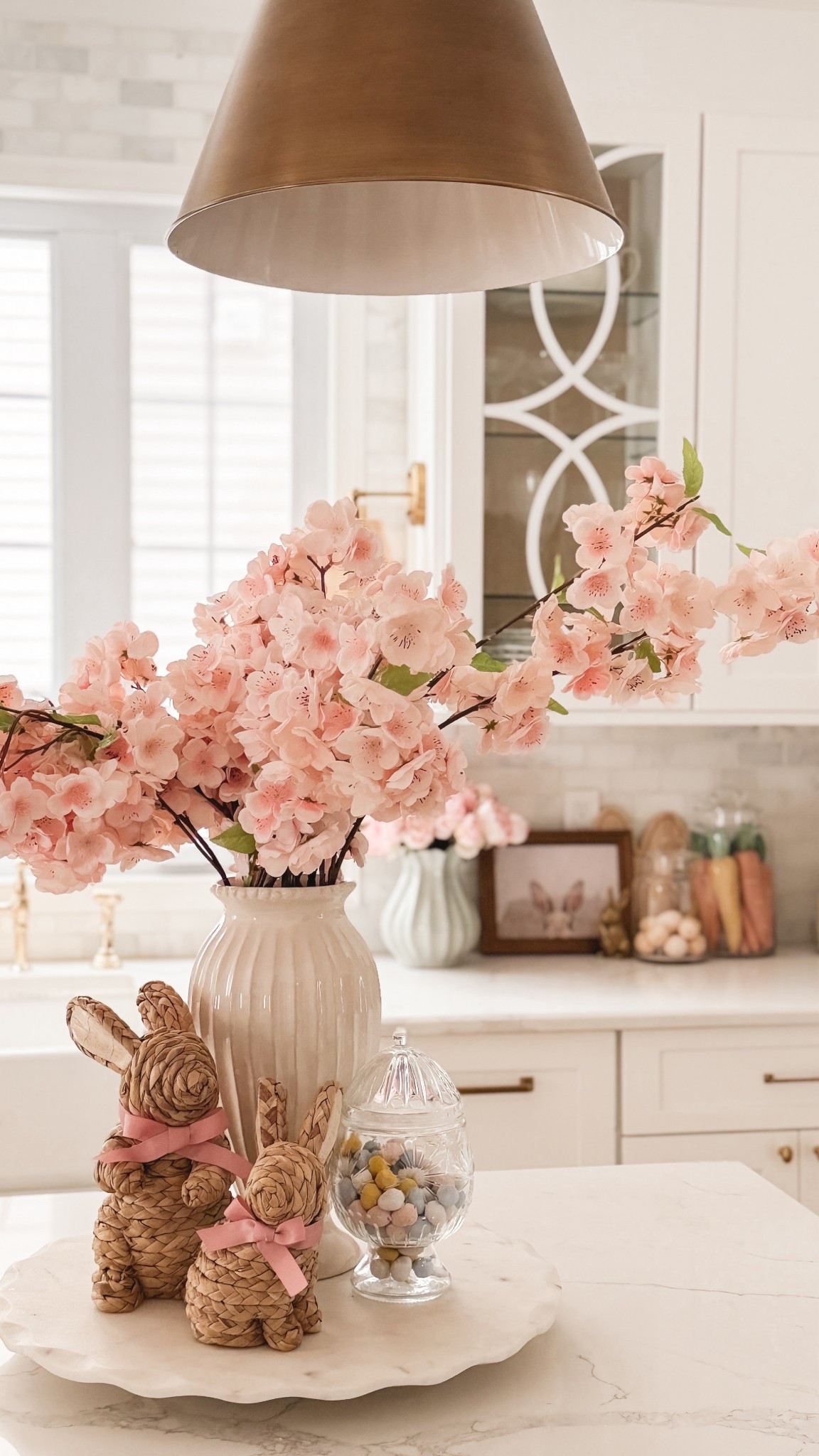 Easter decor, Easter kitchen decor, cherry blossoms 
