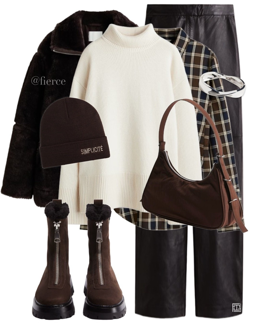 Chocolate brown shearling jacket brown leather trousers brown zipped ankle boots cream turtleneck roll neck jumper brown shoulder bag casual weekend outfit ski holiday winter holiday 

#LTKuk #LTKeurope #LTKwinter