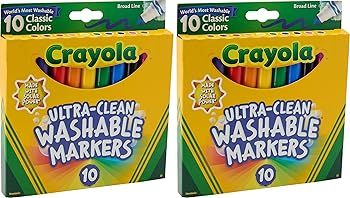 Crayola Ultraclean Broadline Classic Washable Markers (10 Count), (Pack of 2) | Amazon (US)