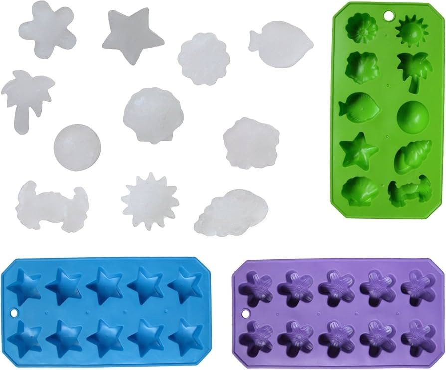 Chef Craft Set of 3 Flexible Shaped Ice Cube Trays. Sun, Star, Flower, Tree and Sealife. Fun Part... | Amazon (US)