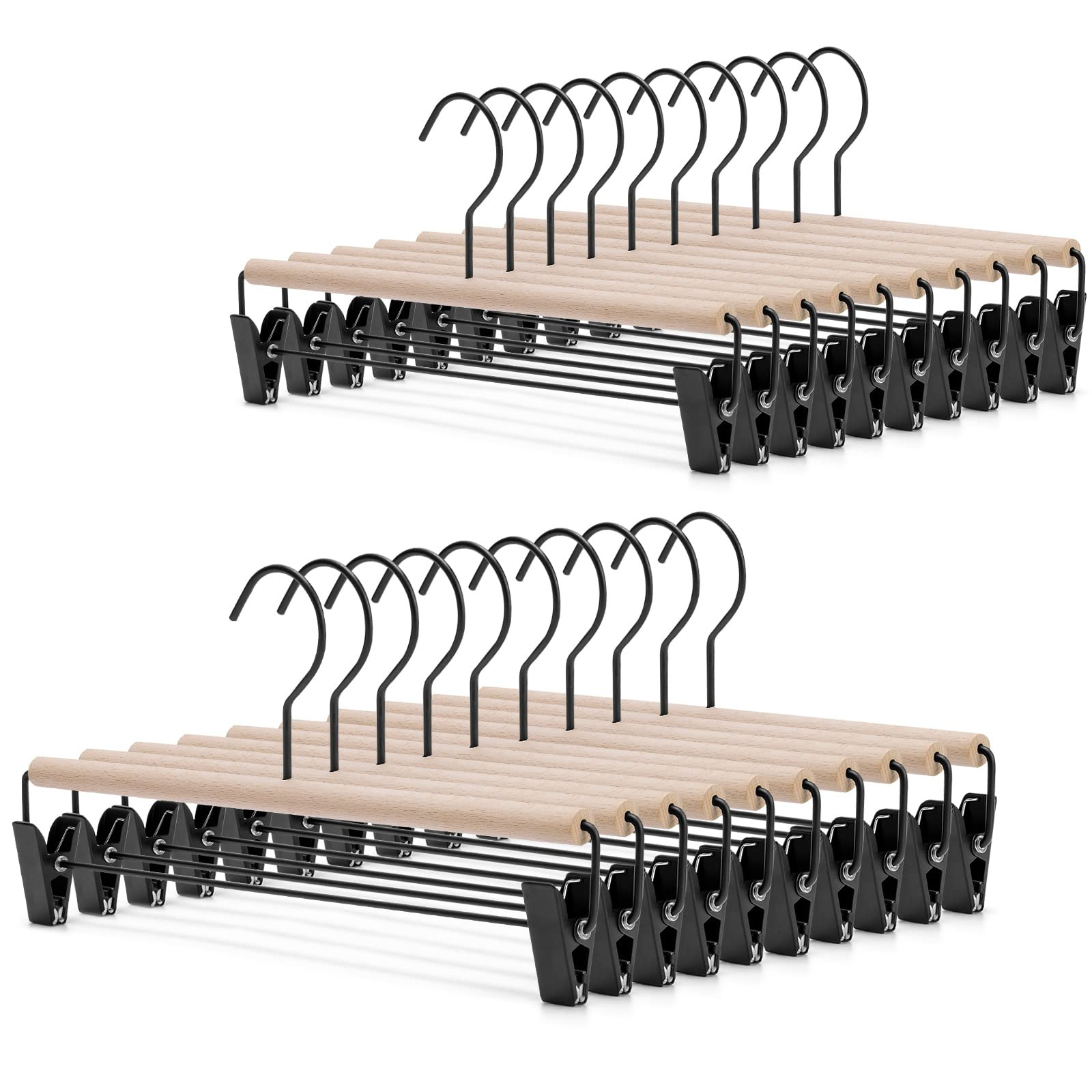 Nature Smile Deluxe Beech Wooden Pants Hangers Bottom Hanger Jeans Hanger Trousers Skirt Hanger w... | Amazon (US)