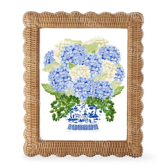 Bouquet of Blue Hydrangeas Print  Chinoiserie Art  | Etsy | Etsy (US)