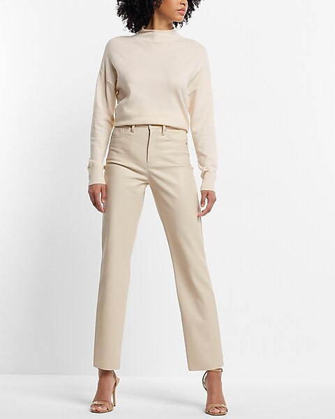 Super High Waisted Faux Leather Modern Straight Pant | Express