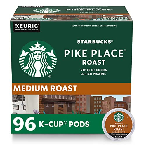 Starbucks K-Cup Coffee Pods, Medium Roast Hot or Iced Coffee, Pike Place Roast, 96 Keurig Pods ​ | Amazon (US)