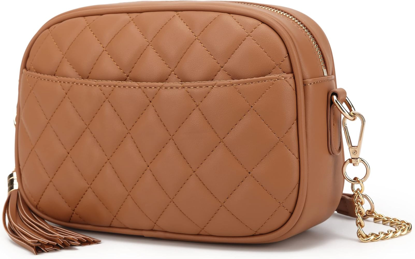 Lola Mae Quilted Crossbody Bag, Medium Lightweight Shoulder Purse Top Zipper Tassel Accent | Amazon (US)