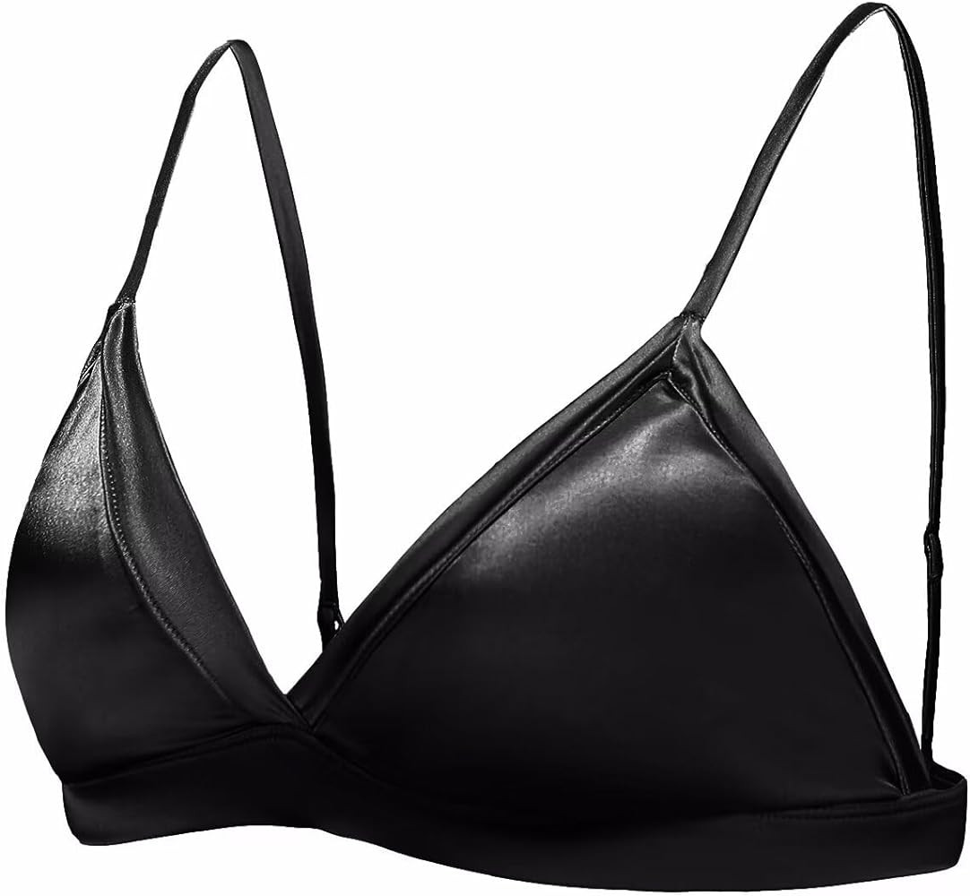 SilRiver Women's Silk Satin Triangle Bralette Soft Cup Wireless Bra with Removable Pad | Amazon (US)