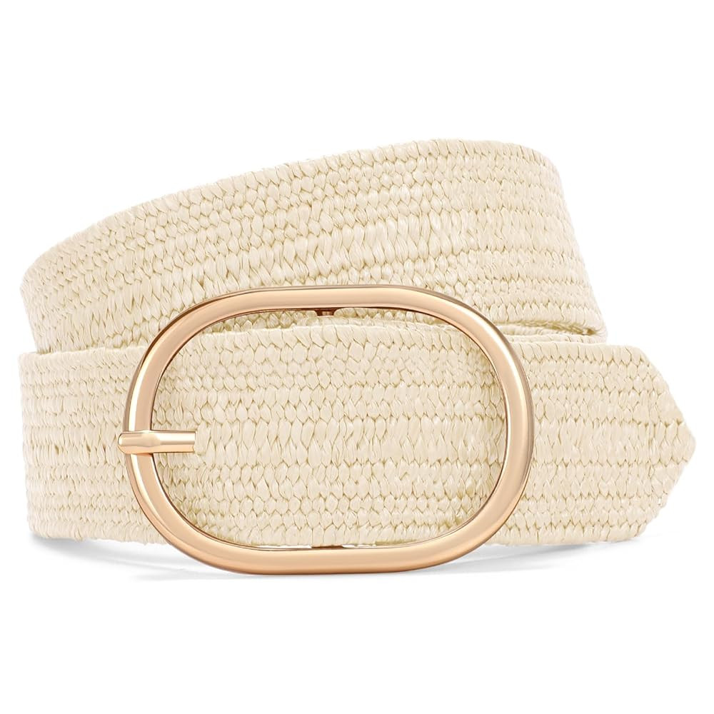 XZQTIVE Straw Woven Elastic Braided Waist Belt for Women Stretch Summer Boho Raffia Dresses Belt ... | Amazon (US)