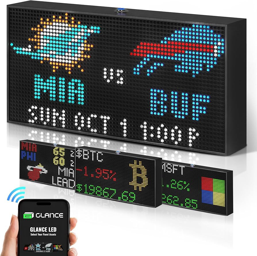 Glance LED Ticker - Customizable LED Display Sports Ticker, LED Display for Man Cave, Stock Marke... | Amazon (US)
